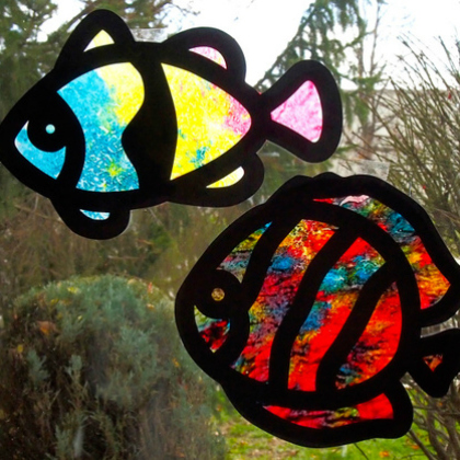 Easy and Creative Glass Painting Ideas for Kids The Fishes