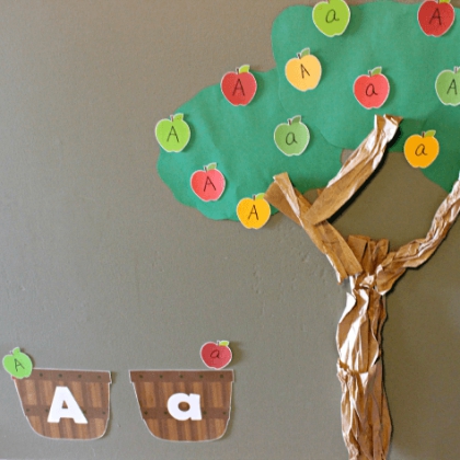 Apple Crafts & Activities for Preschool A Paper Apple Tree With Letters On It