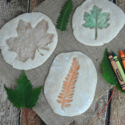 Art And Craft With Mother Nature-Fun Fall Leaf Crafts for Kids Leaf Imprint Slab