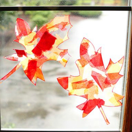 Art And Craft With Mother Nature-Fun Fall Leaf Crafts for Kids Leaf Glass Painting