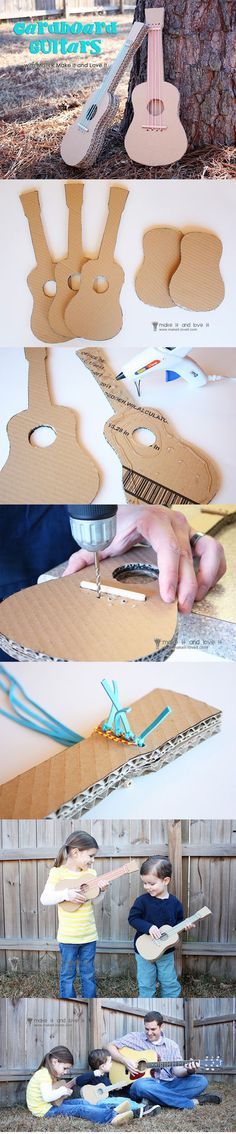 Beautiful Small Cardboard Guitar Craft Idea