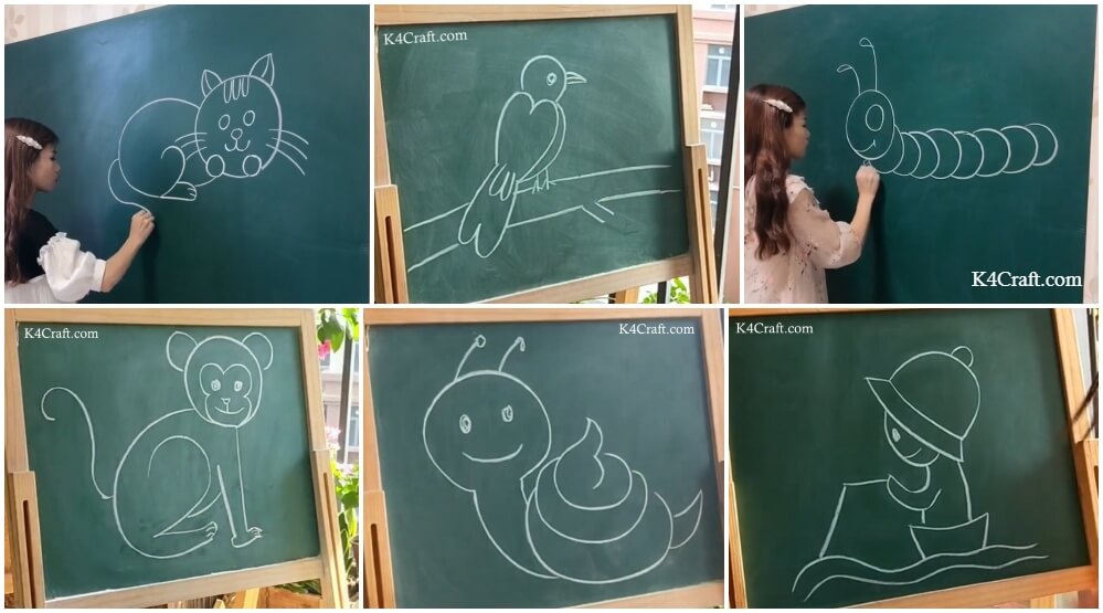 Easy Chalk Drawing on Board Beginner Chalk Drawing For Children