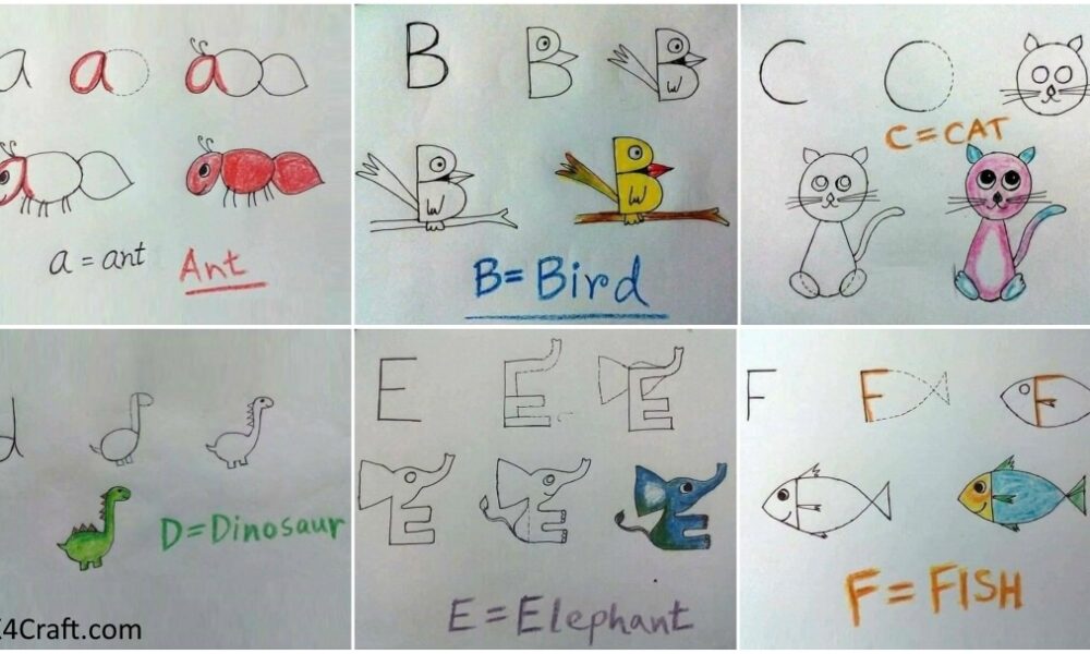 Alphabet Drawings for Kids Step by Step Image Tutorials Kids Art