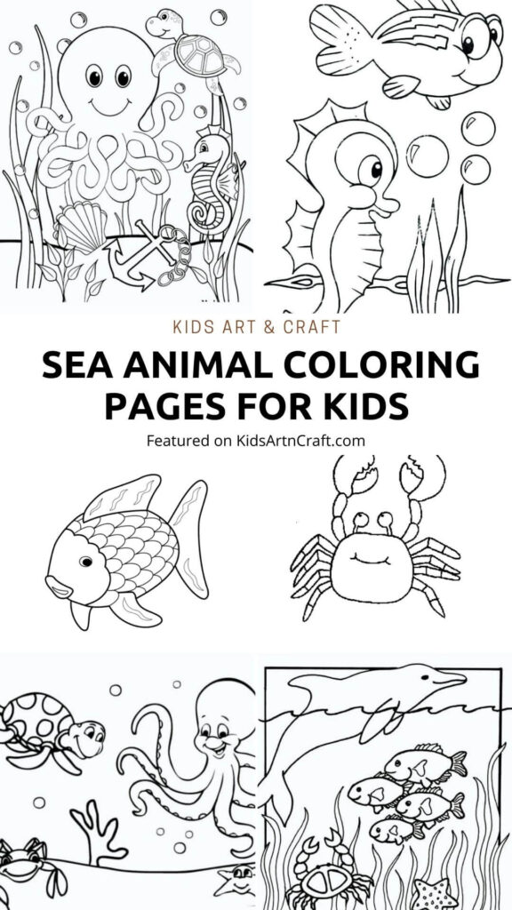 Easy Sea Animal Coloring Pages For Kids Kids Art And Craft