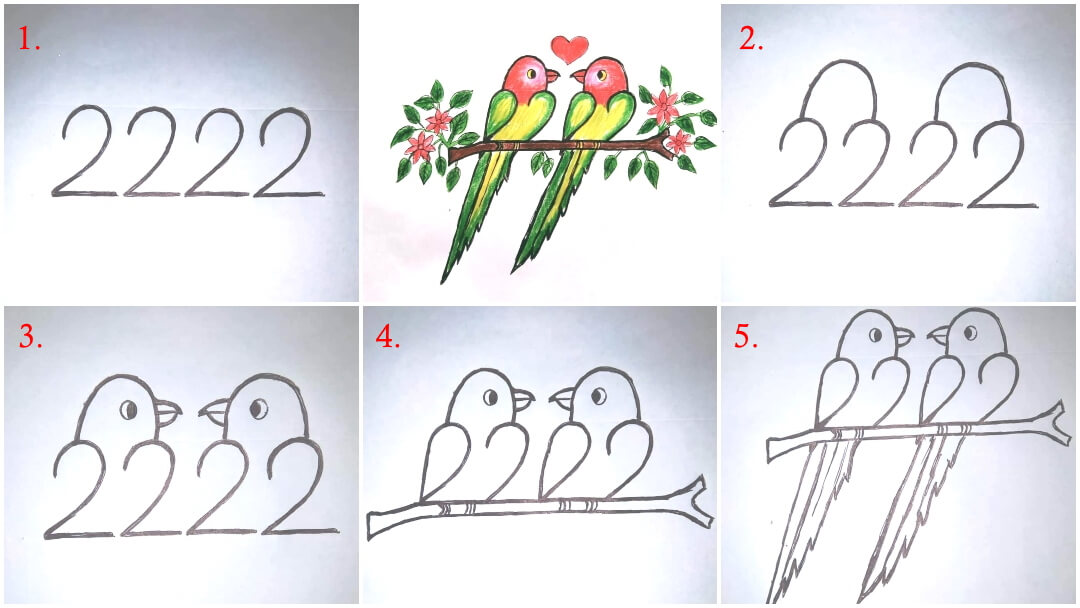 how to draw a parrot step by step