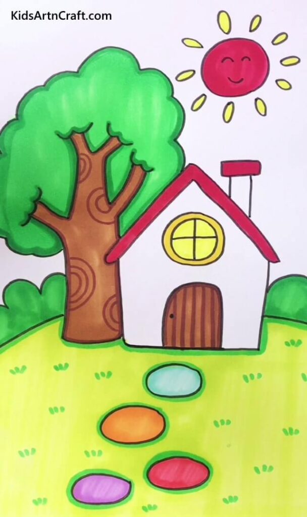 Easy HOUSE Drawing for Kids | How to Draw a House - Step by Step House  Drawings 🏡🏞️🏠 | By Kids Art & Craft | I you you I
