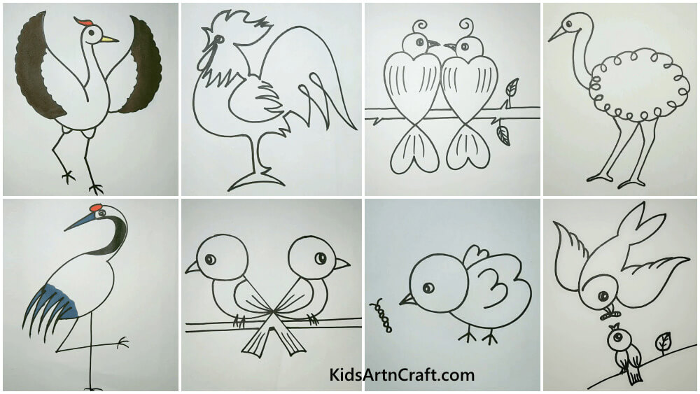 How To Draw A Bird: Easy Bird Drawing - Bright Star Kids