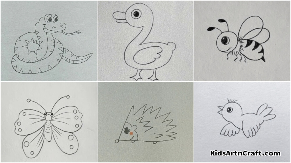 Cute Pencil Drawing for Kids | How to Draw - Animal Drawings 🐶🐤 | By  Simple Drawings | Hello friends, welcome to our Facebook page. A cute  smiling little duck is just