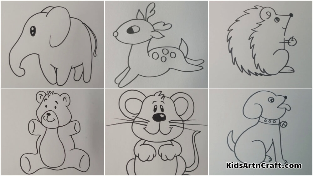 35 Cute  Easy Animal Drawing Ideas