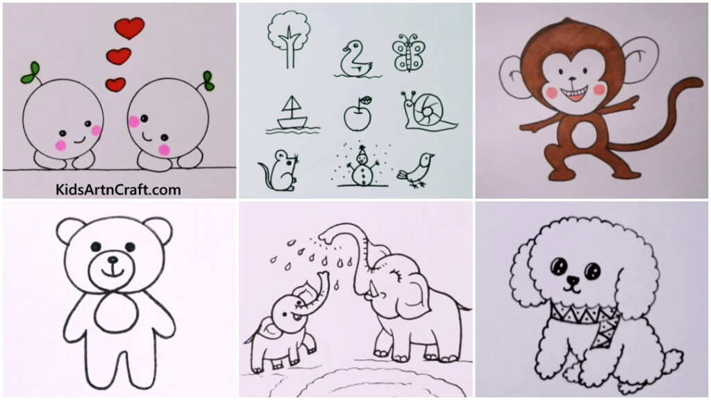 Cute Animal Drawings for Kids - Kids Art & Craft