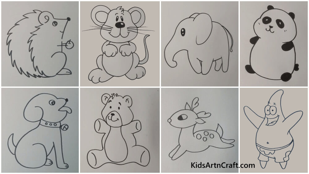 cute animals in love drawings