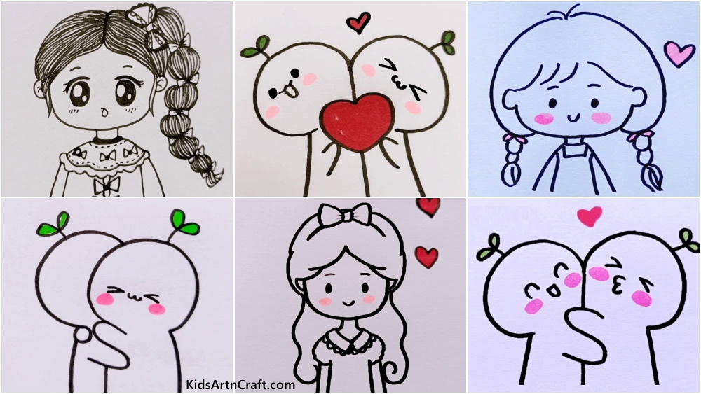 Create Your Own Best Friend Drawing Change Hair Cute BFF - Etsy