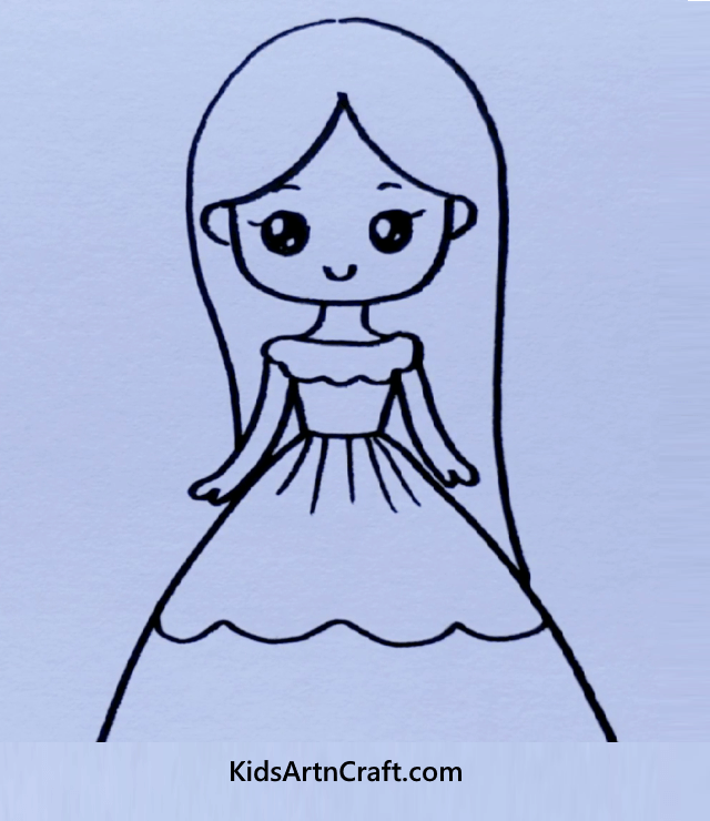 Princess Doll Drawing||How to draw a Doll in beautiful dress ||Easy Drawing  ideas for Beginners - YouTube