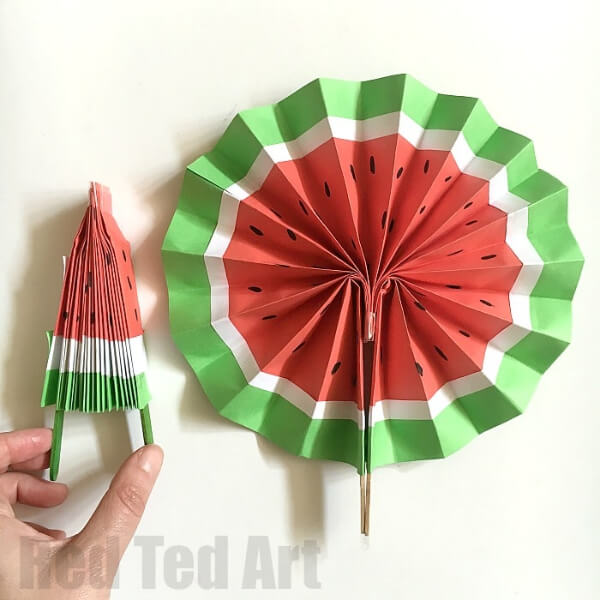 DIY Paper Fruit Watermelon Fan Craft