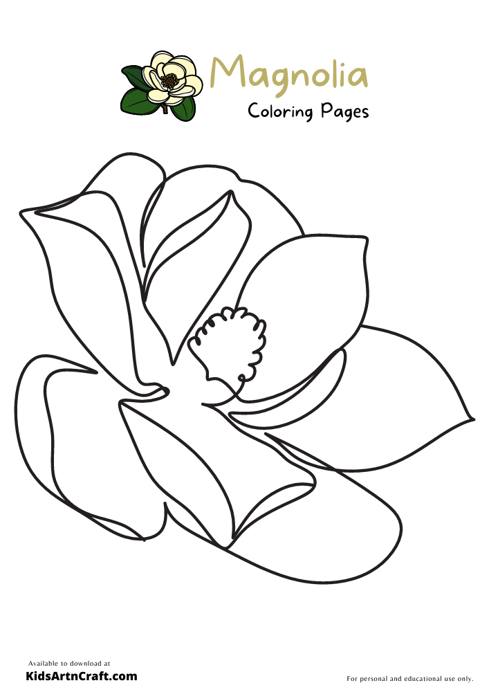 Magnolia Coloring Pages For Kids – Free Printables - Kids Art & Craft
