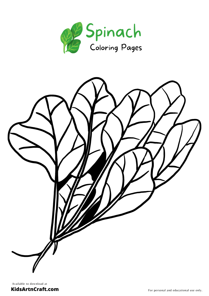 Spinach Coloring Pages For Kids – Free Printables - Kids Art & Craft