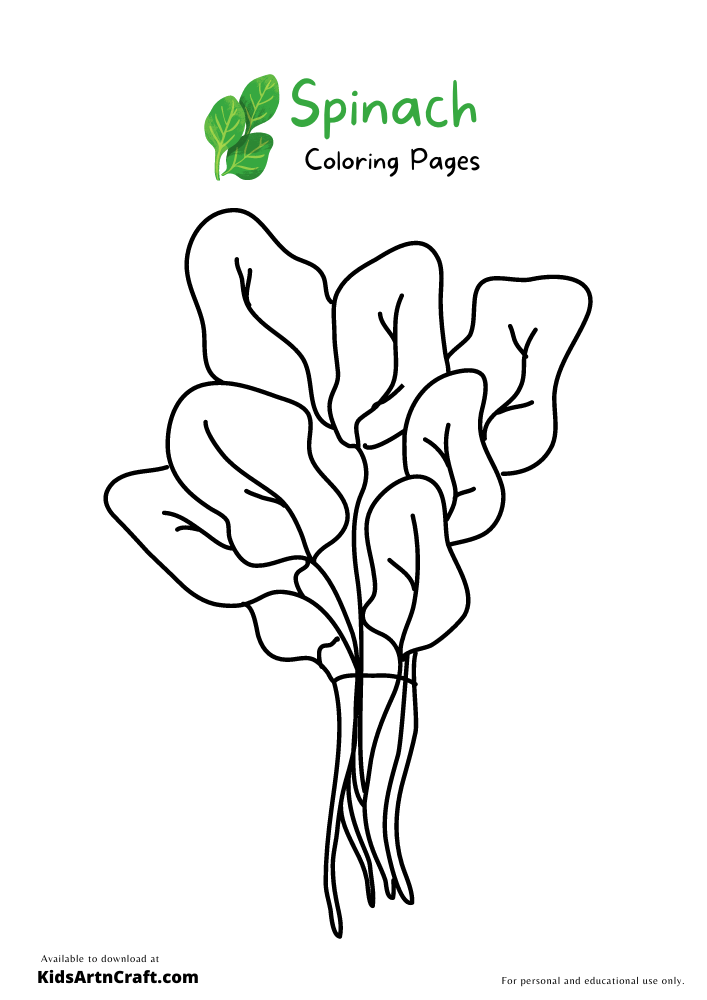 Spinach Coloring Pages For Kids – Free Printables - Kids Art & Craft
