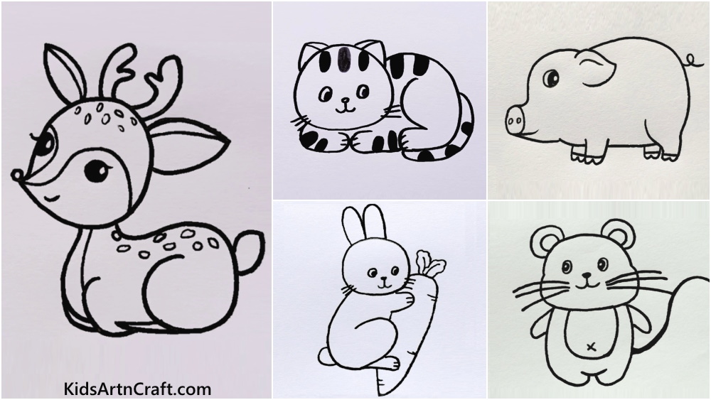 cute easy drawings of animals
