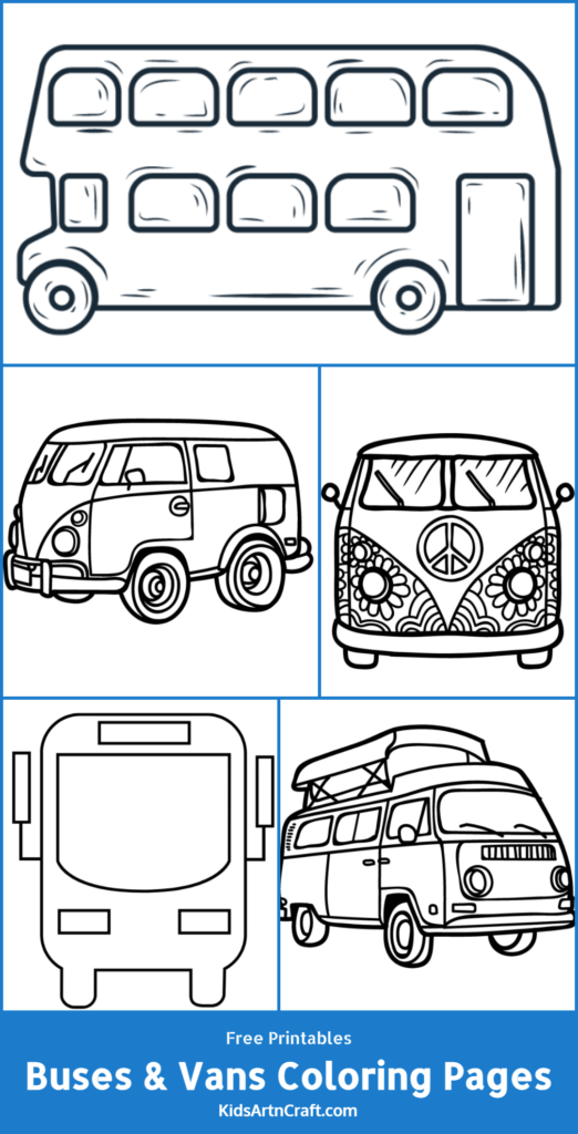 Buses & Vans Coloring Pages For Kids – Free Printables - Kids Art & Craft