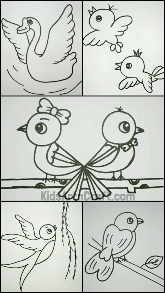 Learn to Make Easy Bird Drawings in Simple Steps - Kids Art & Craft