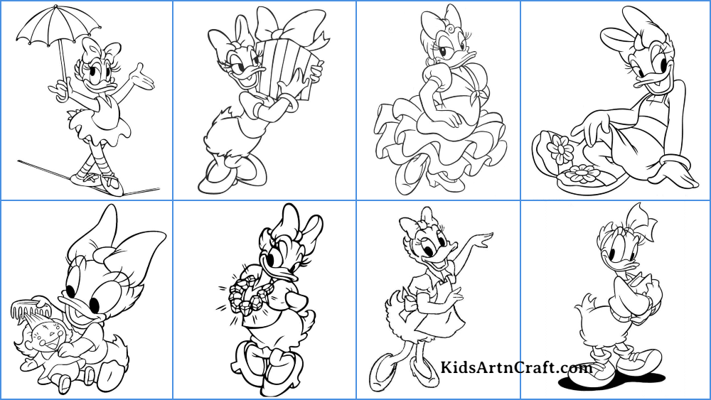 daisy duck coloring pages for kids printable