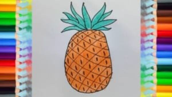 Pineapple Drawing & Sketches for Kids - Kids Art & Craft