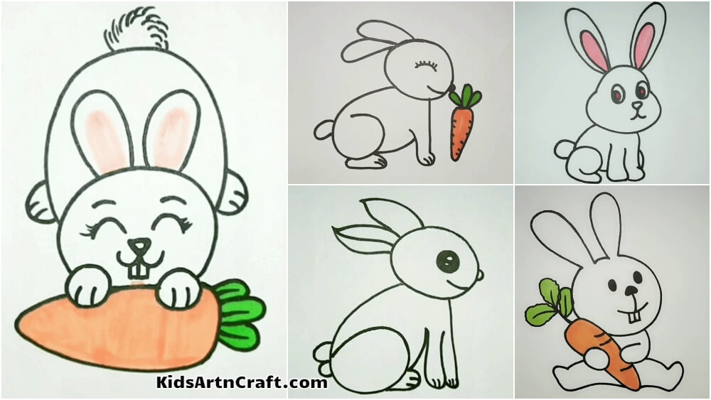 8 Steps Easter Tutorial How To Draw A Bunny  Paintingcreativity