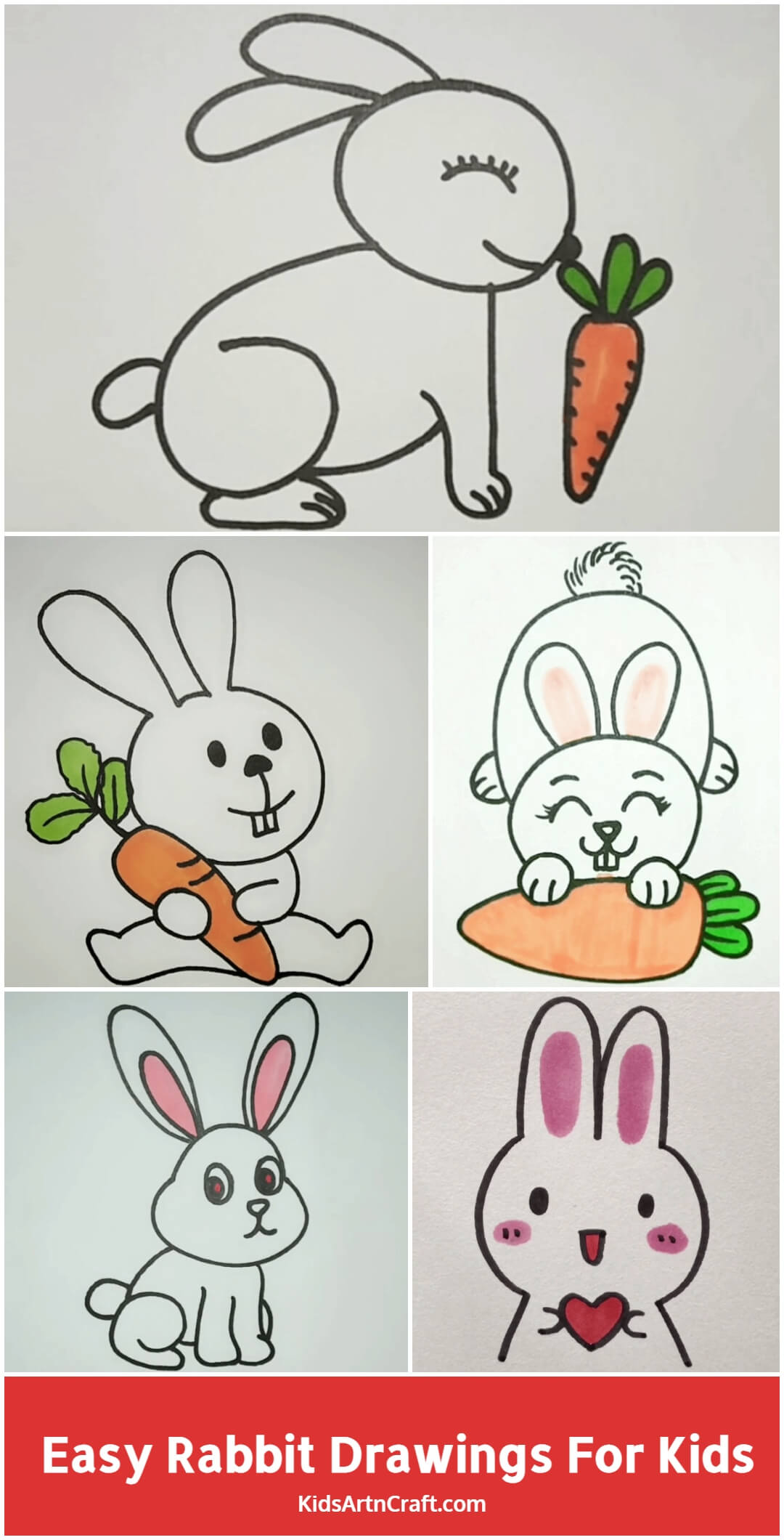Easy How to Draw a Rabbit Tutorial and Rabbit Coloring Page