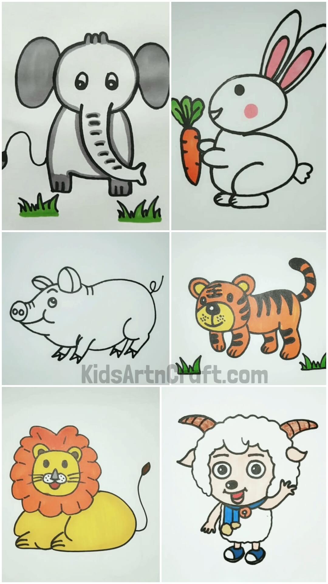 Cartoon animal drawings – LearnDrawing