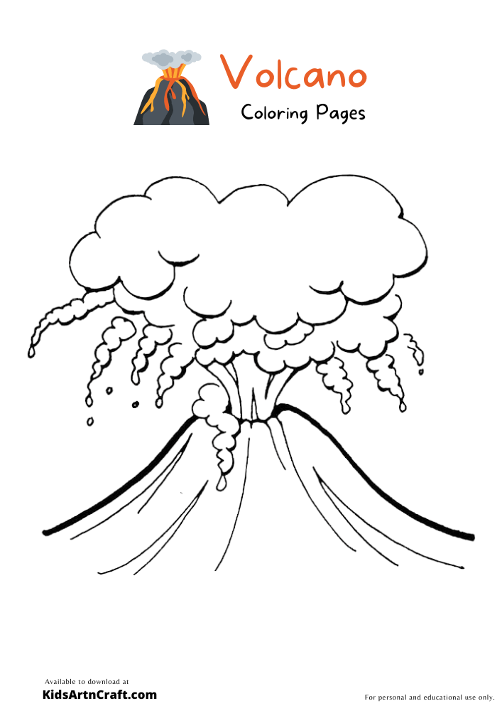 Volcano Coloring Pages For Kids – Free Printables - Kids Art & Craft