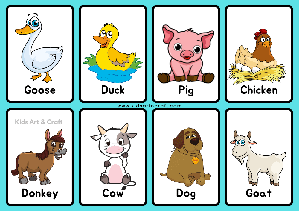 Animal Flashcards For Kindergarten Free Printable Kids Art Craft