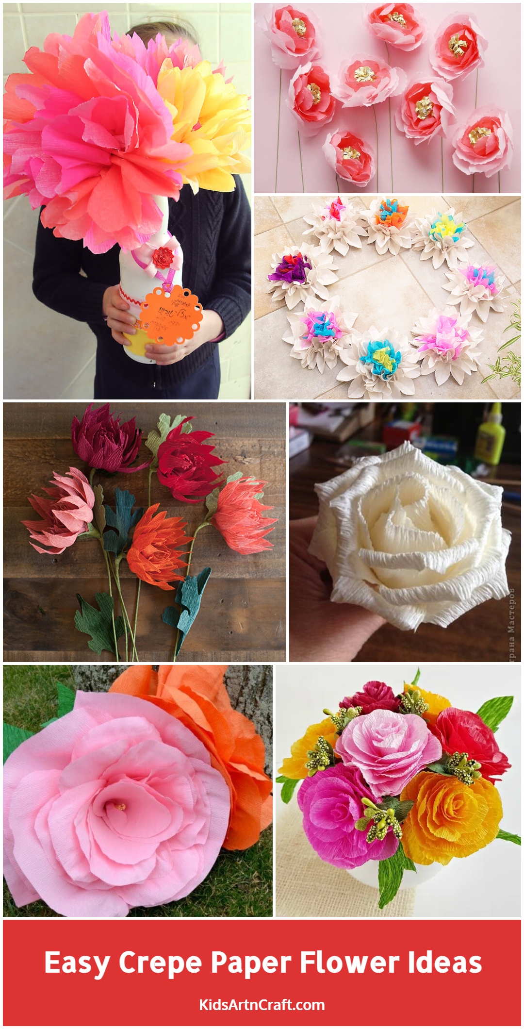 Easy Crepe Paper Flower Ideas - Kids Art & Craft