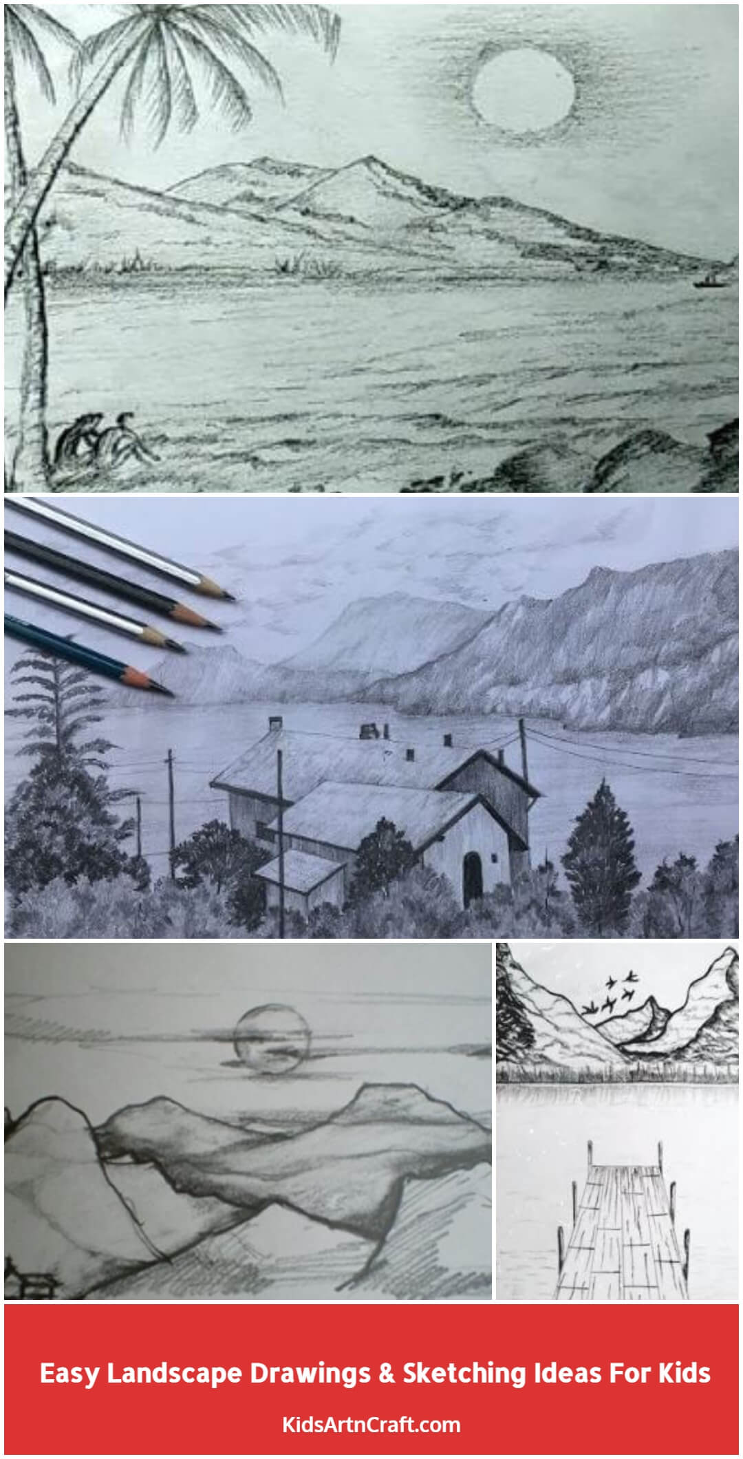 Landscape in pencil  Landscape drawings Landscape pencil drawings Drawing  scenery