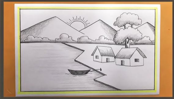 Beautiful Sunset Nature Drawing with Pencil Sketch, Pencil Drawing for  Beginners - YouTube