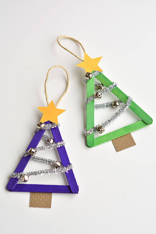 Christmas Crafts with Popsicle Sticks and Pipe Cleaners - Kids Art & Craft