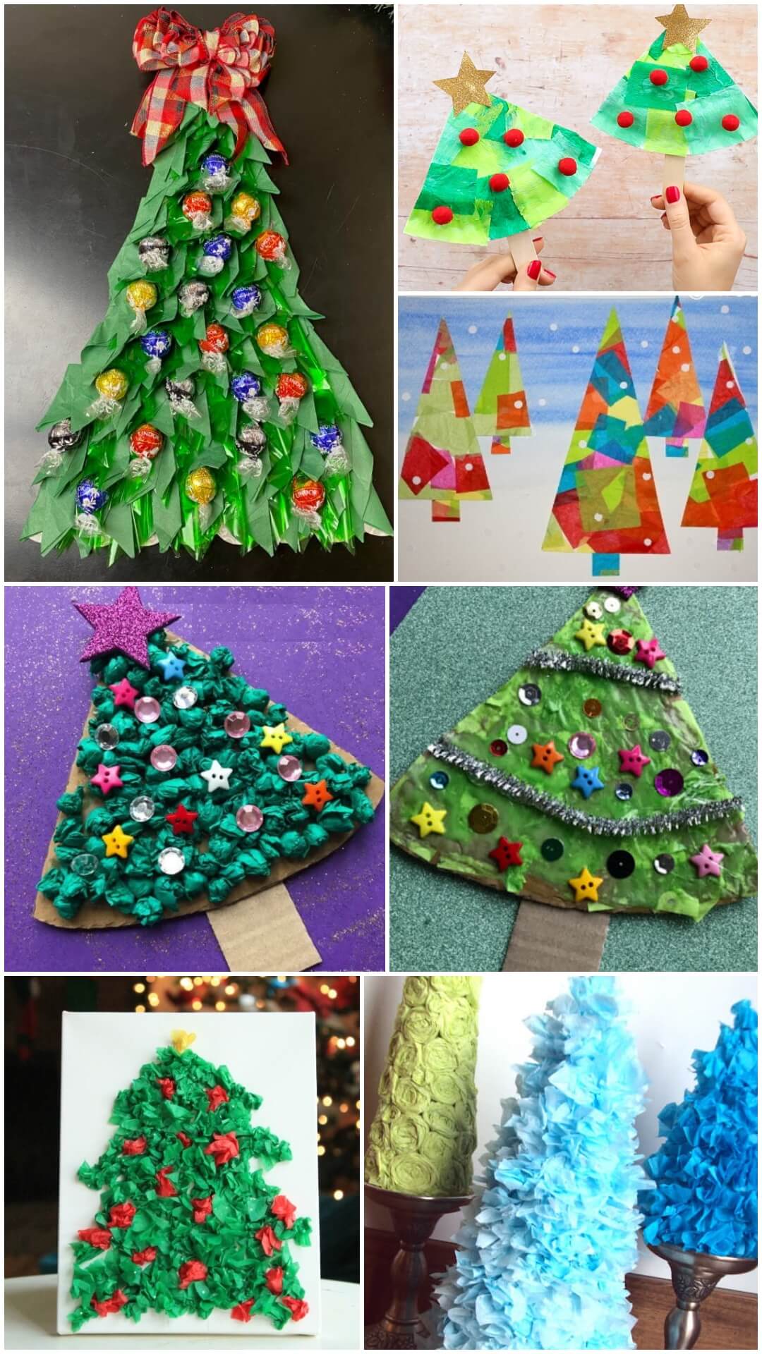 Scrunched tissue paper Christmas tree