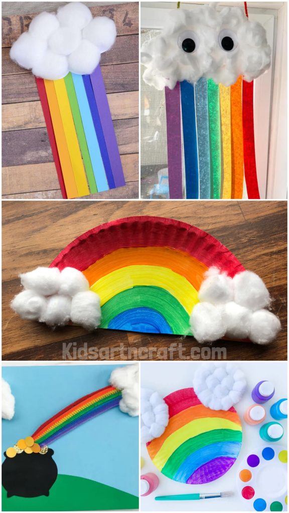 Rainbow Cotton Ball Crafts for Kids - Kids Art & Craft
