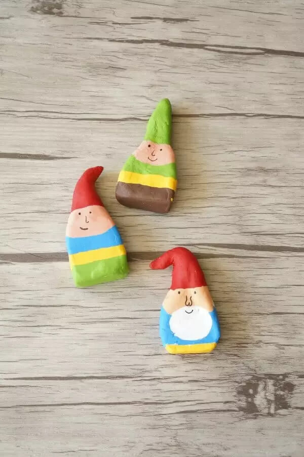 DIY Cute Garden Gnomes Craft Idea Using Polymer Clay