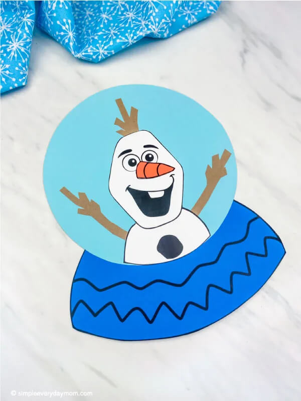 Easy-To-Make Snowglobe Olaf Craft Idea Using Construction Paper