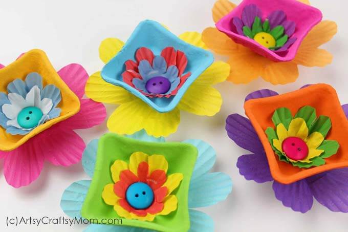 Let's Make Some Beautiful Flowers With Egg Cartons Beautiful Egg Tray Craft Ideas For Kids