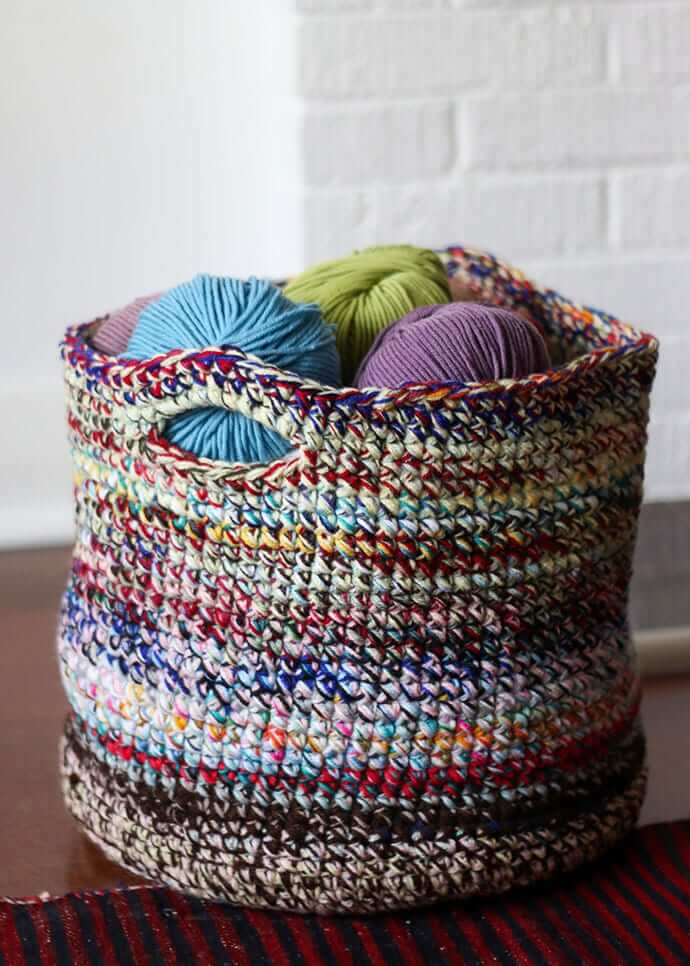 Useful Scrap Yarn Crochet Basket To Make At Home