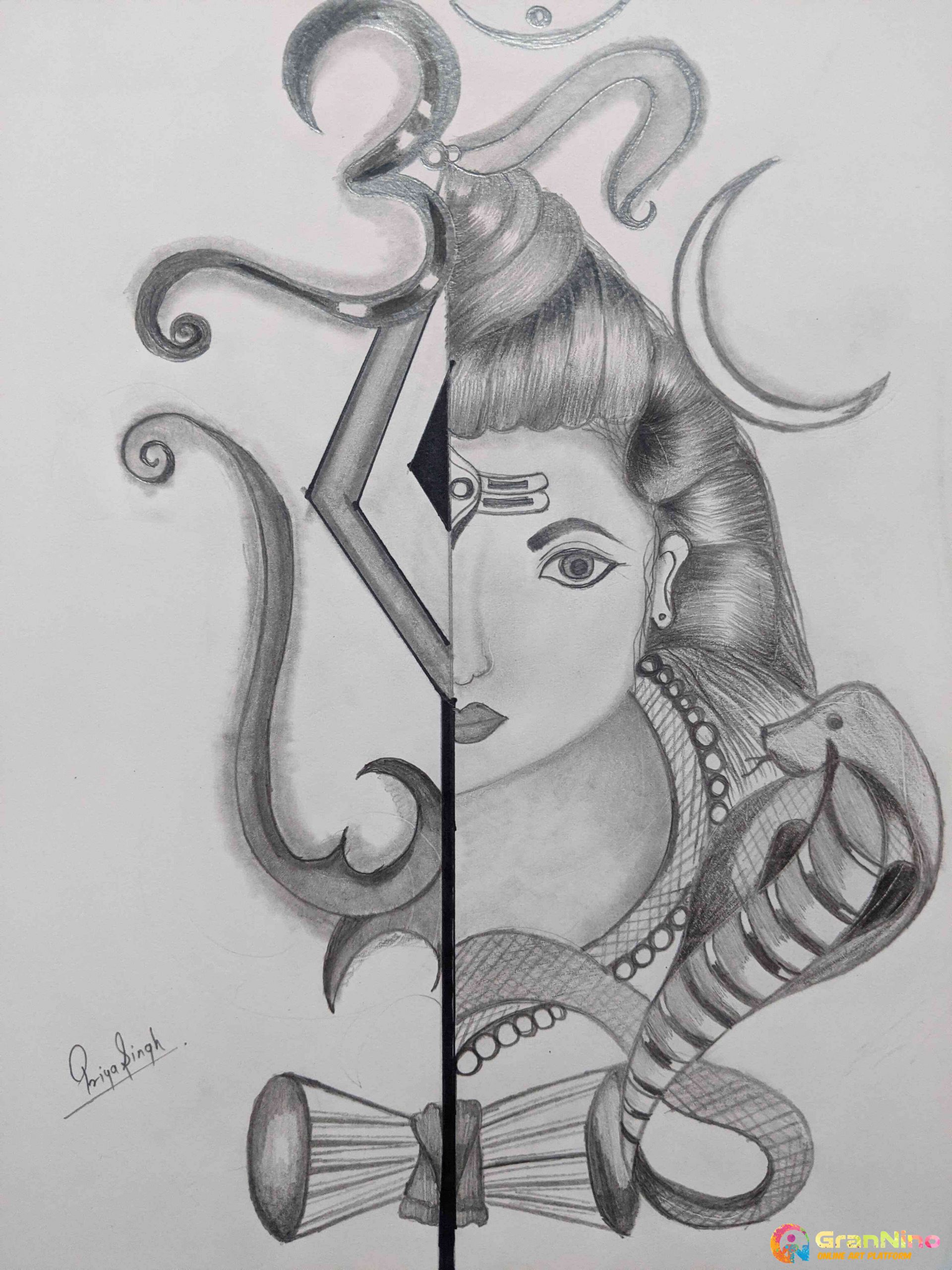 Pencil Sketch Of Lord Shiv and Mata Parvati  DesiPainterscom