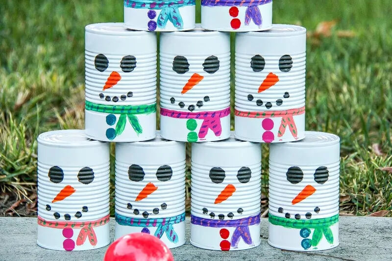Tin can Snowman Crafts for Christmas