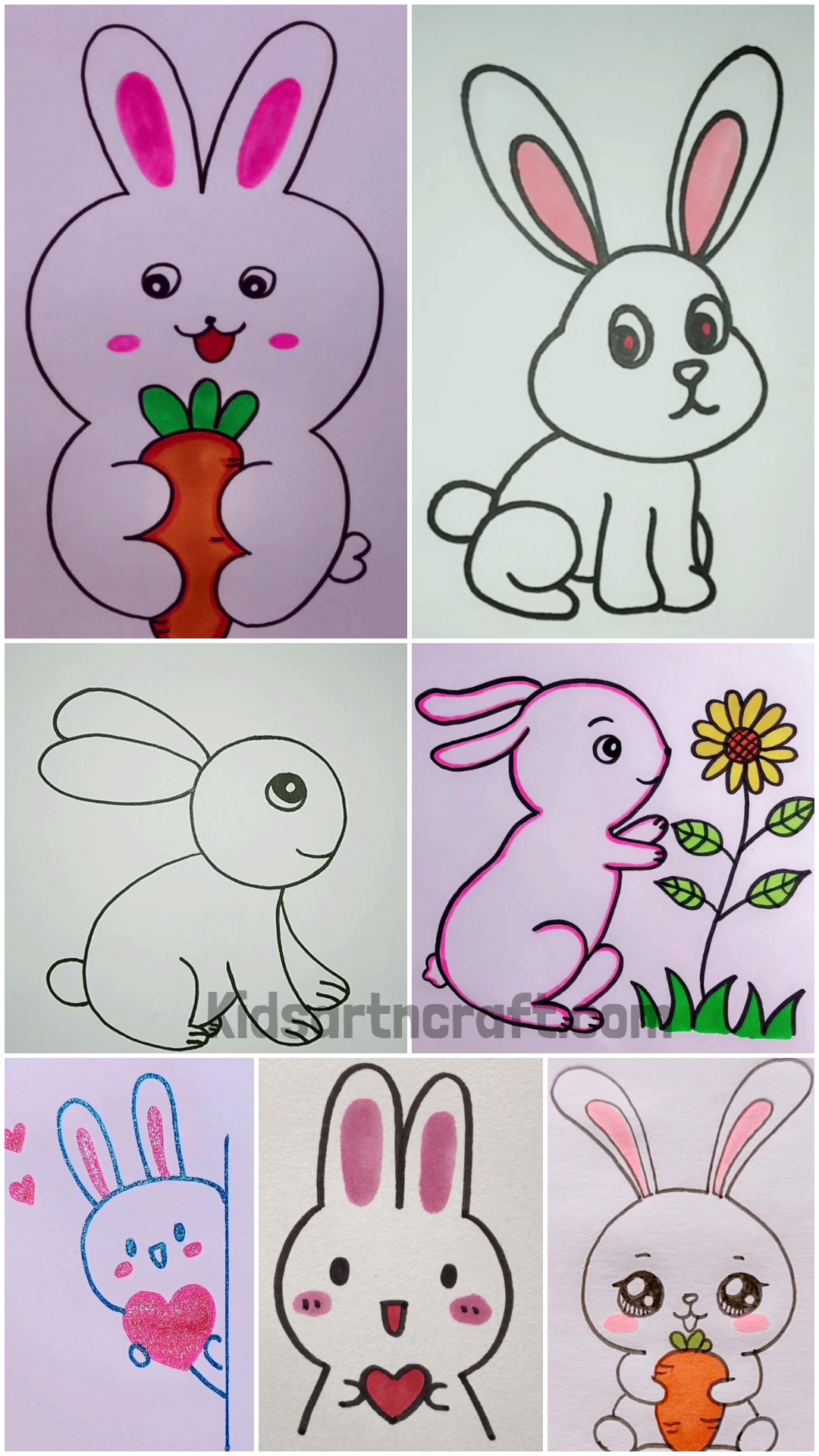 How to Draw a Bunny for Kids - Easy Step by Step Tutorial - K4 Craft