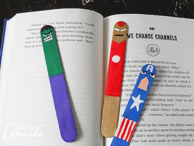 Upcycled Avengers Bookmark Ideas for Kids