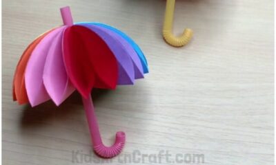 How to Make Paper Umbrella Craft for Kids Tutorial