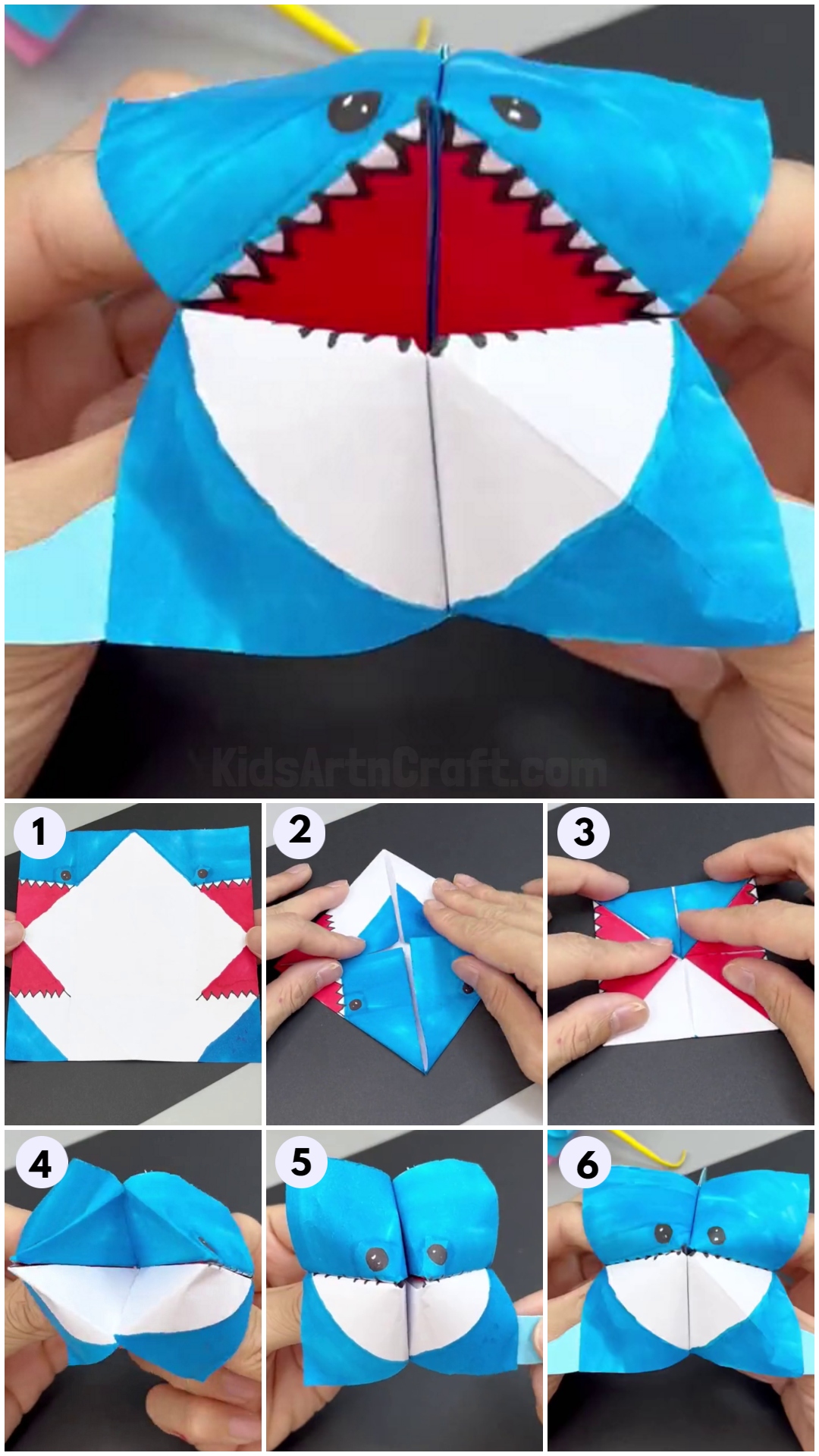 DIY Easy Origami Paper Shark Toy Tutorial For Kids - Kids Art & Craft