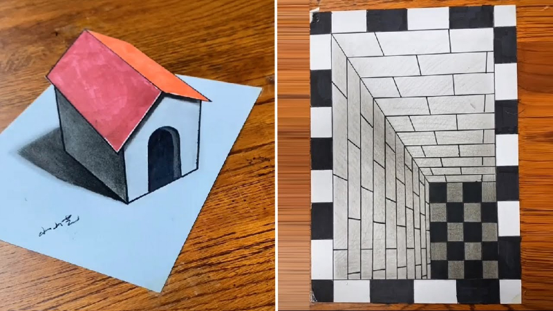 easy 3d drawings on paper