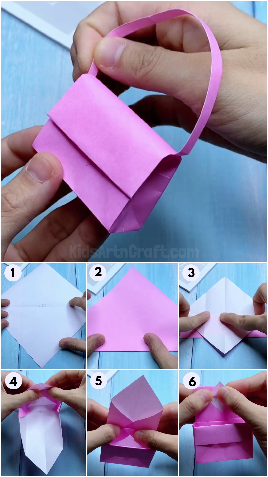 how to make mini origami paper bag for kids FS Step By Step kidsartncraft 3