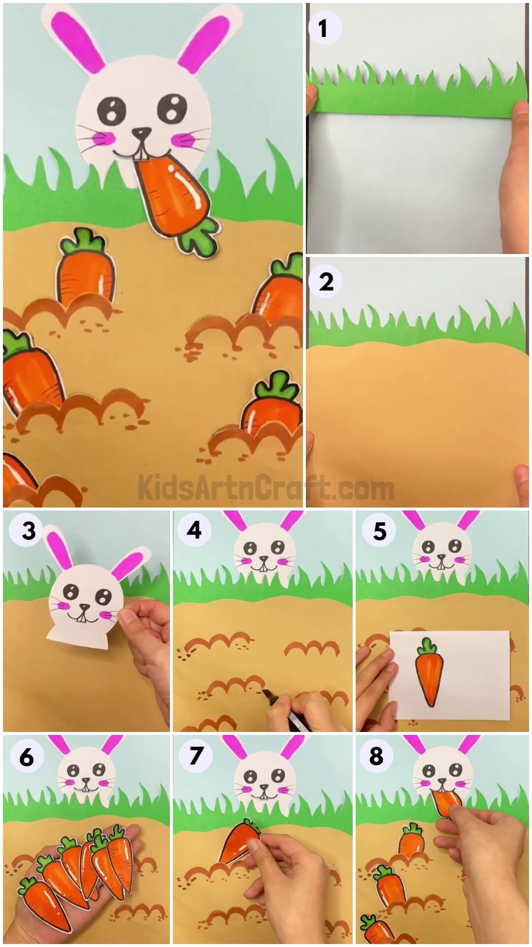 Beautiful Bunny Carrots Craft Tutorial For Kids - Kids Art & Craft